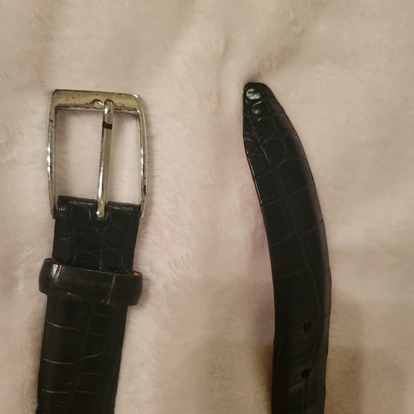 JEFFERSON 2 BUCKLE AMERICAN ALLIGATOR BELT - BLACK Mens - Picture 4 of 10